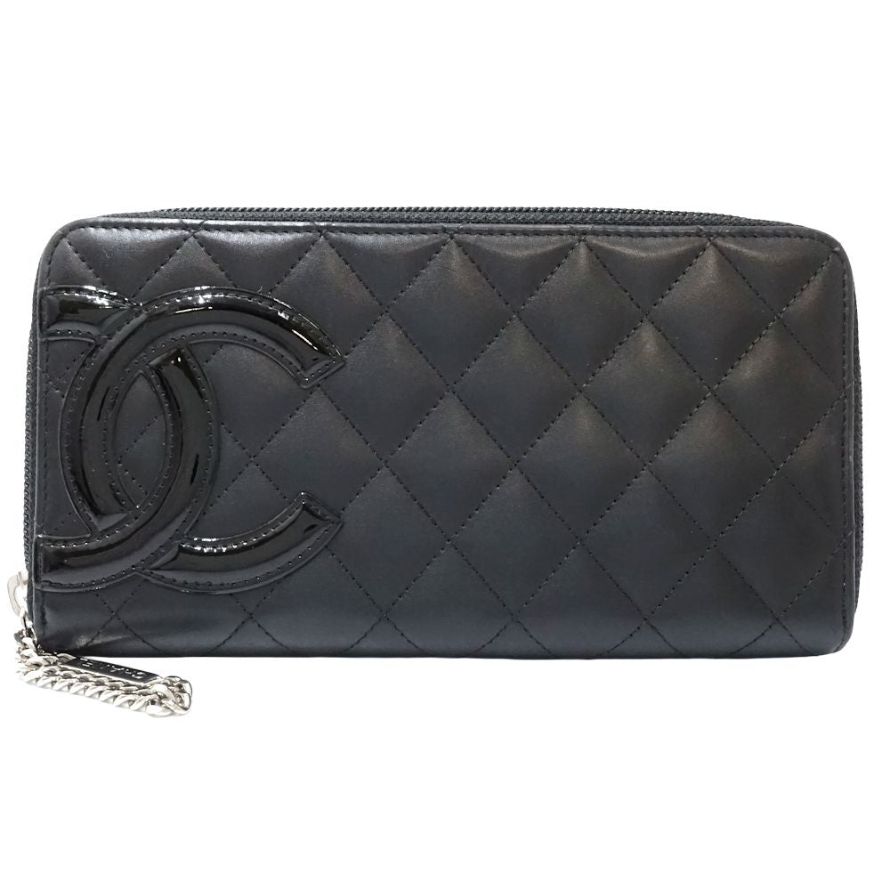 Chanel Cambon Line Leather Long Wallet Black