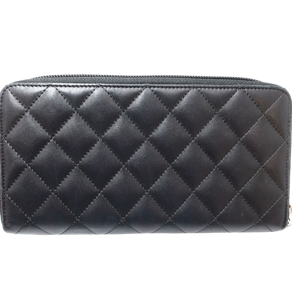 Chanel Cambon Line Leather Long Wallet Black