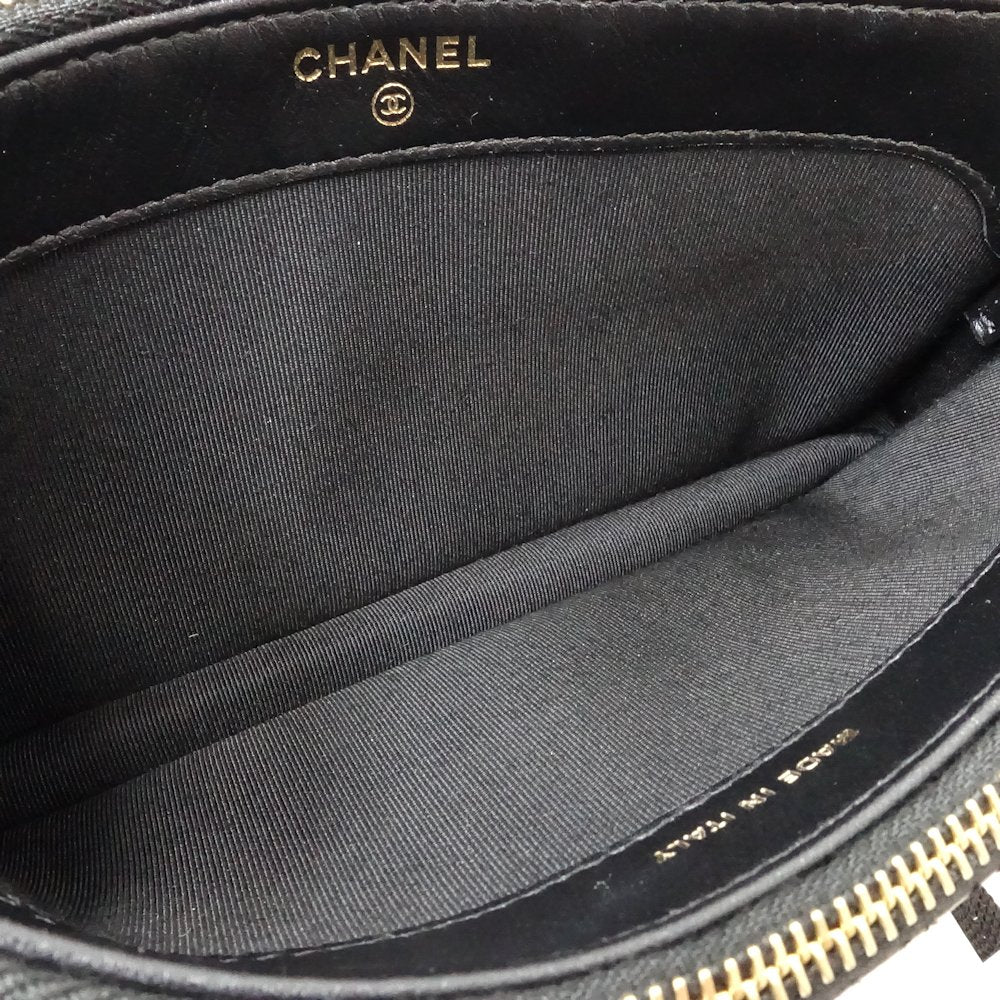 Chanel Lambskin Chain Wallet Studs Black