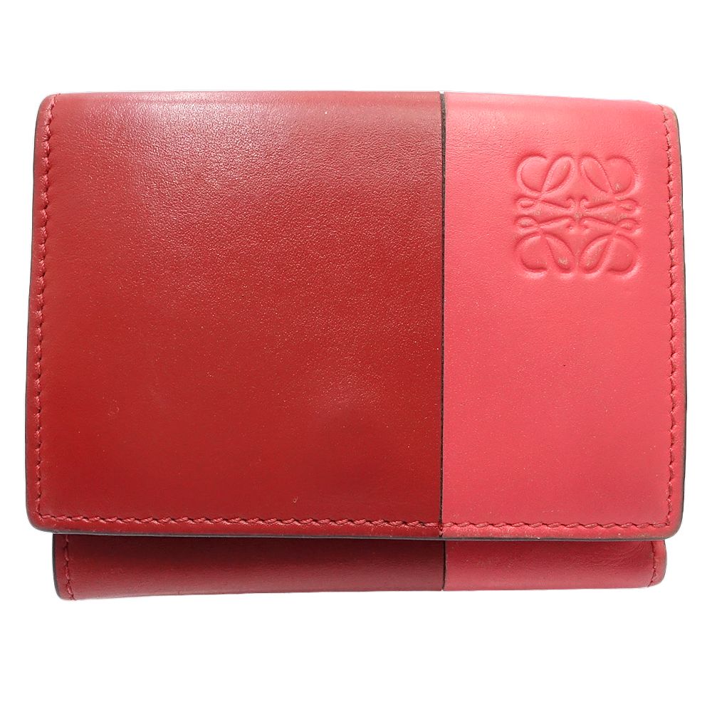 Loewe Leather Trifold Wallet Red Pink