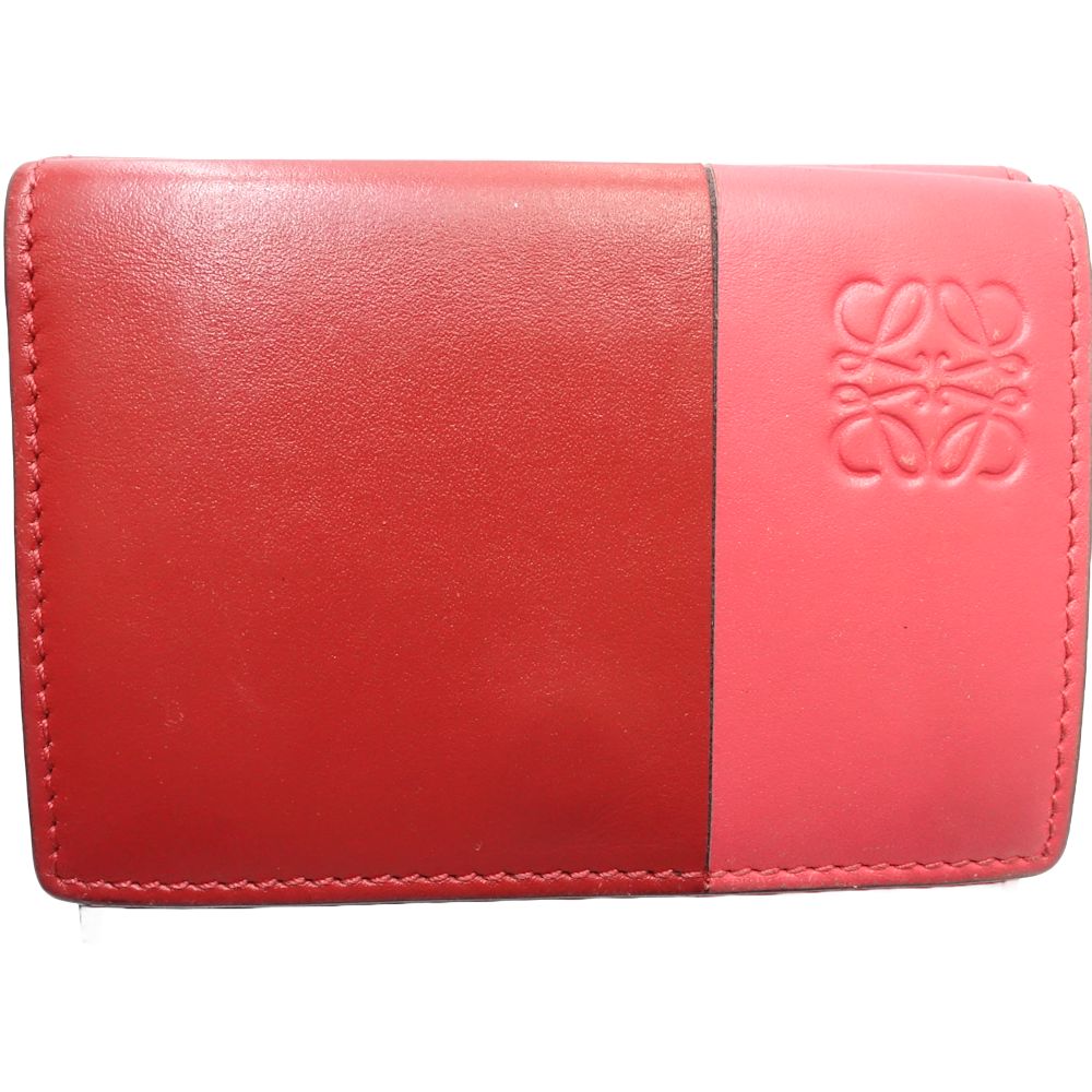 Loewe Leather Trifold Wallet Red Pink