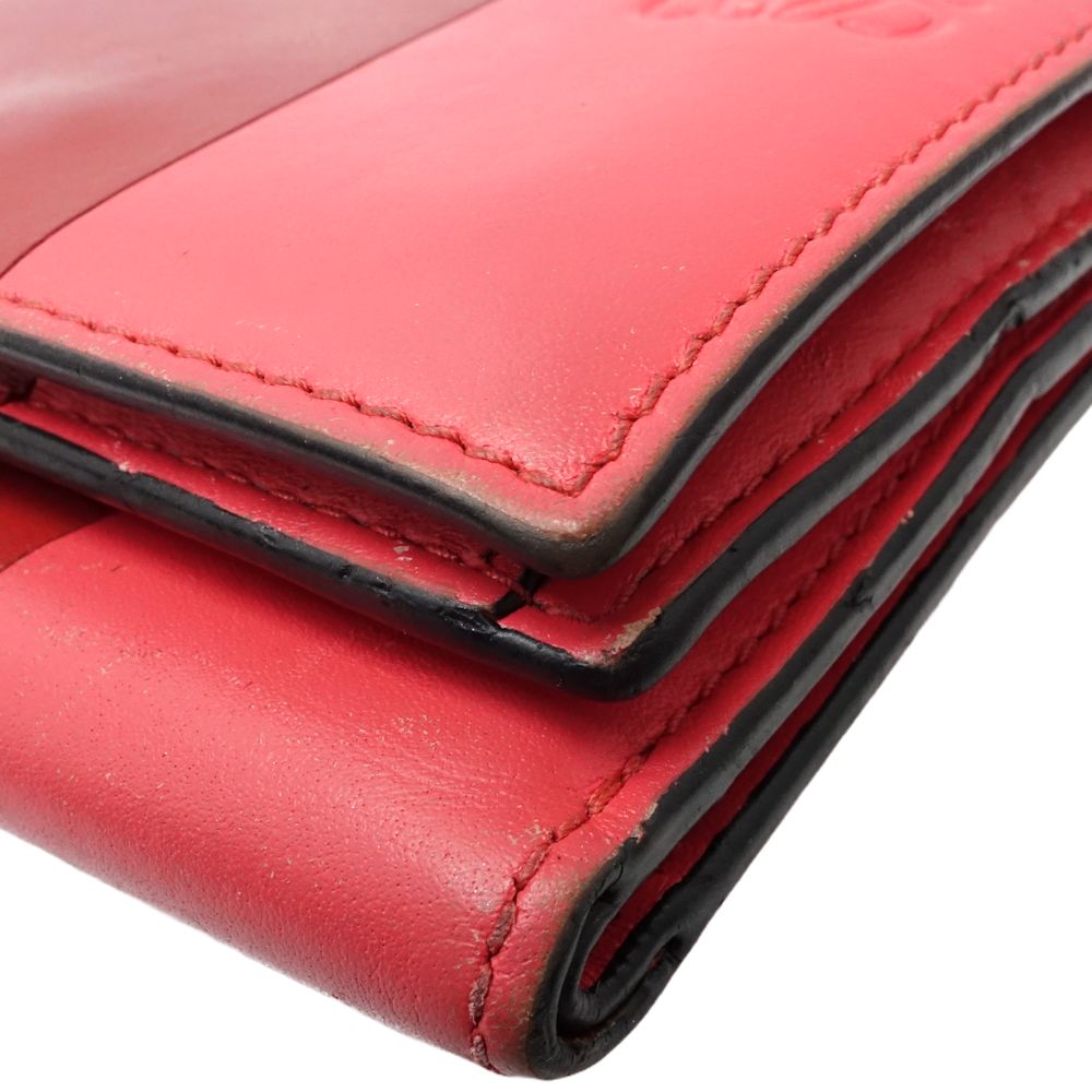 Loewe Leather Trifold Wallet Red Pink