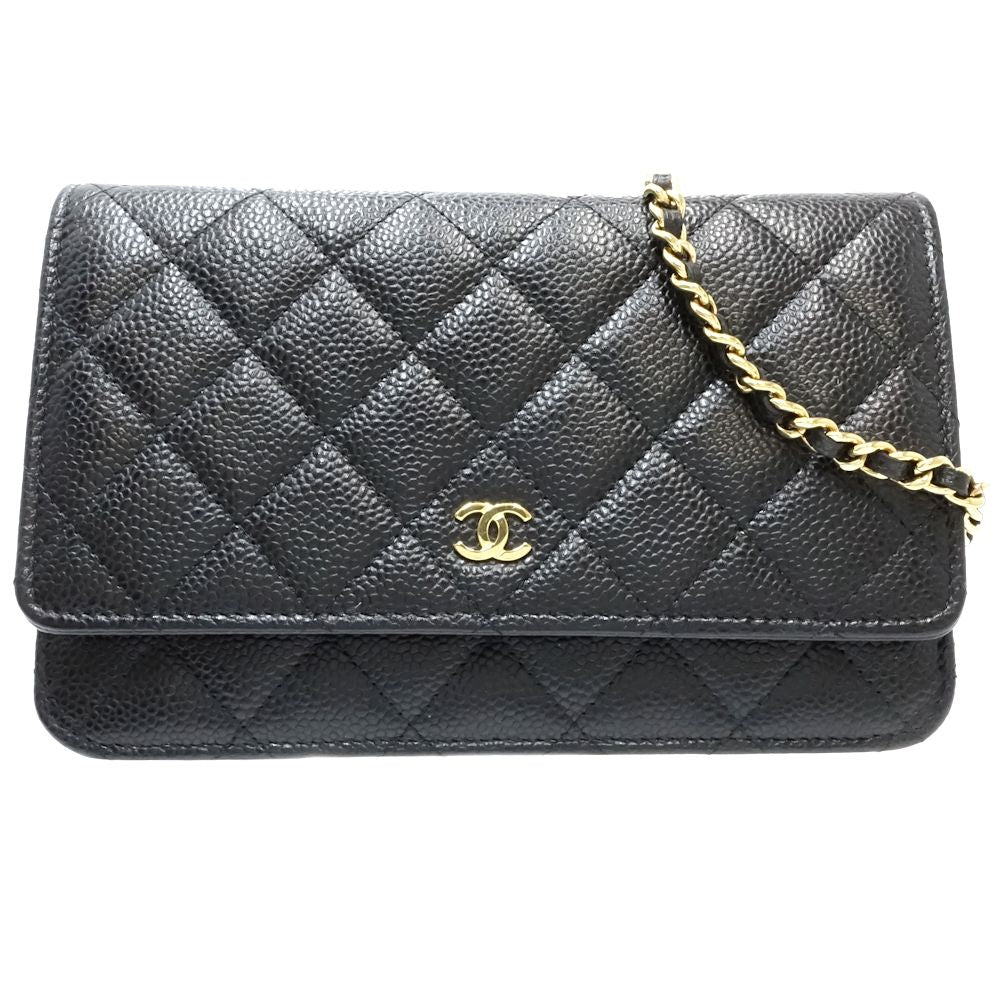 Chanel Caviar Skin Wallet Chain Timeless Classic Matelasse AP0250