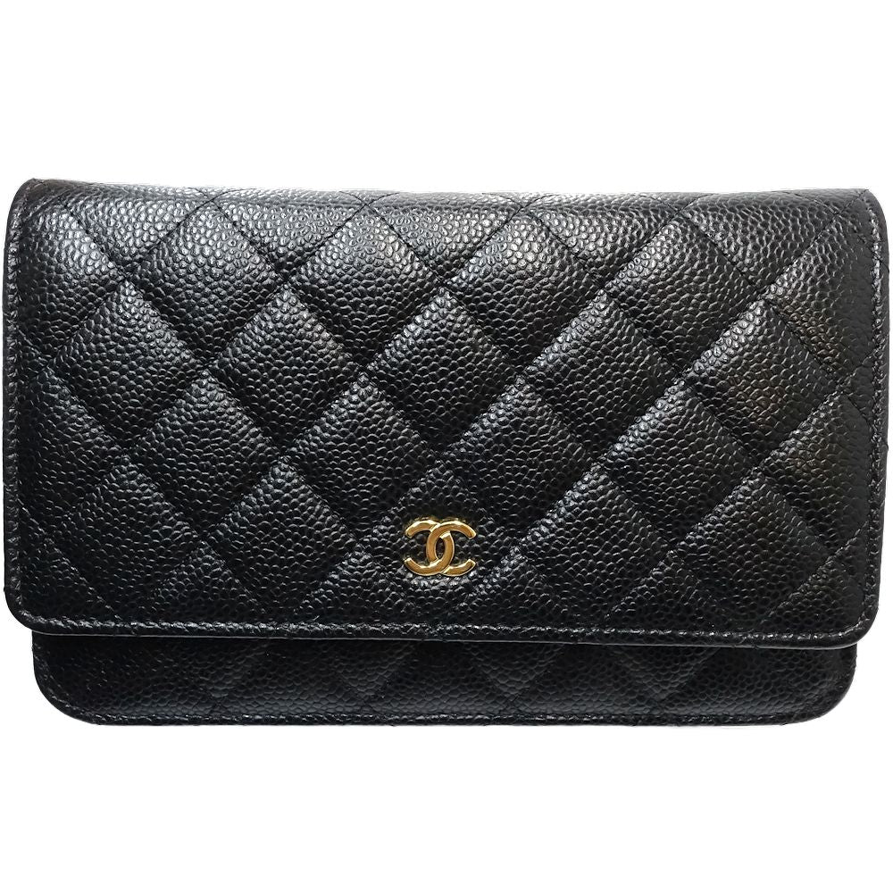 Chanel Caviar Skin Wallet Chain Timeless Classic Matelasse AP0250