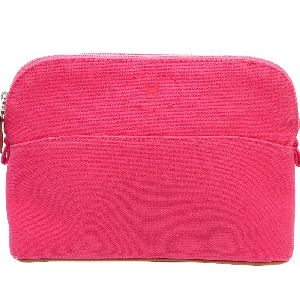 Hermes Canvas Bolide Pouch 25 Pink