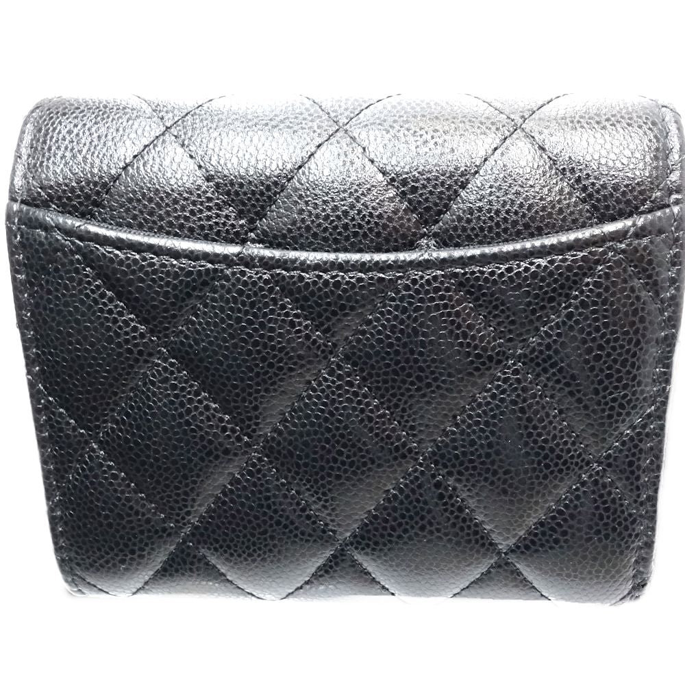 Chanel Caviar Skin Trifold Wallet Matelasse Compact AP0229