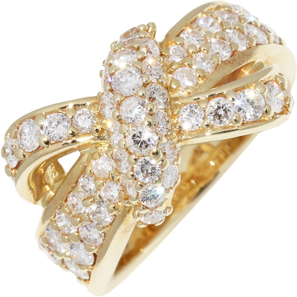 K18YG Yellow Gold Diamond Ring 1.50ct Ribbon Pave 12.5 in Great Condition