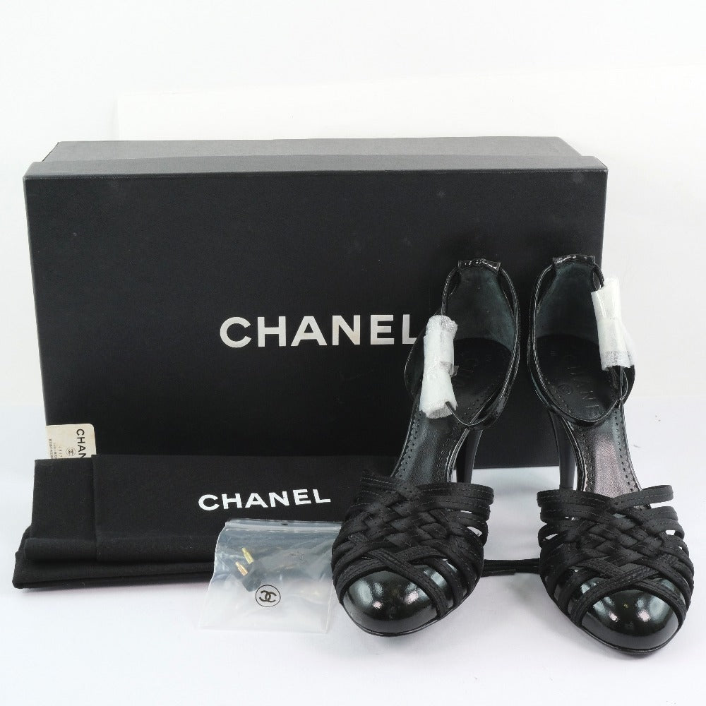 Chanel Patent Leather Satin Sandals