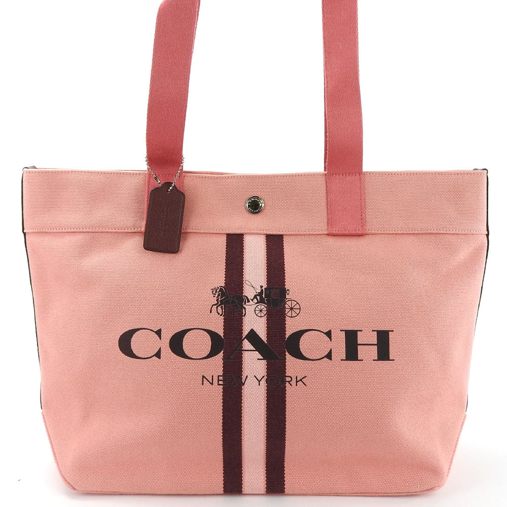 USED COACH Canvas Tote Bag 391 Pink Bordeaux