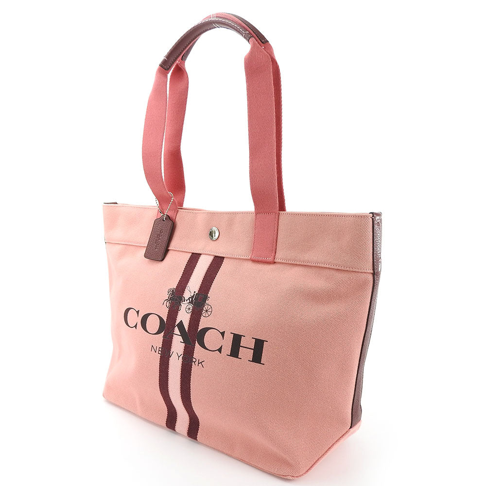 USED COACH Canvas Tote Bag 391 Pink Bordeaux