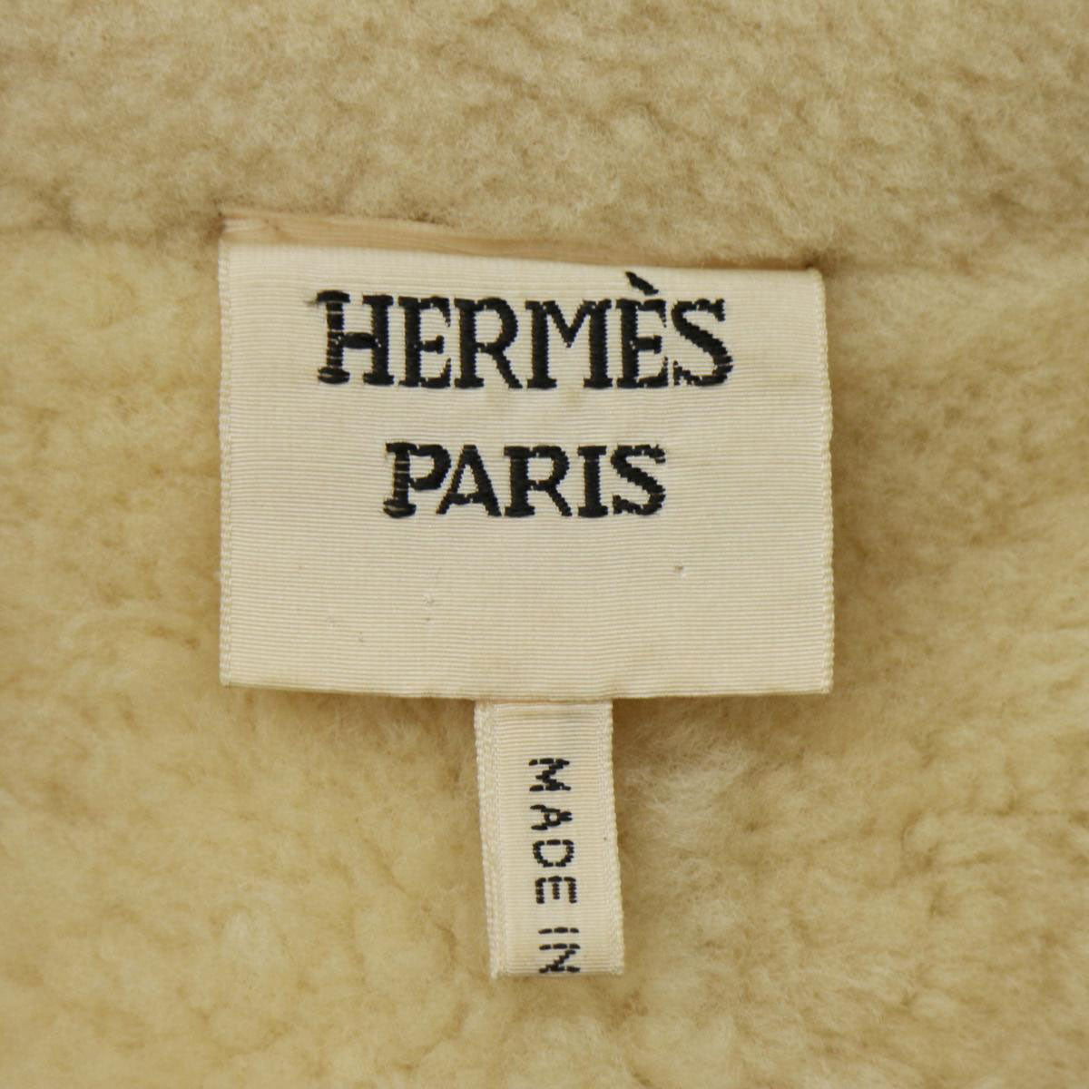 Hermes Leather Shearling Jacket Brown Ivory