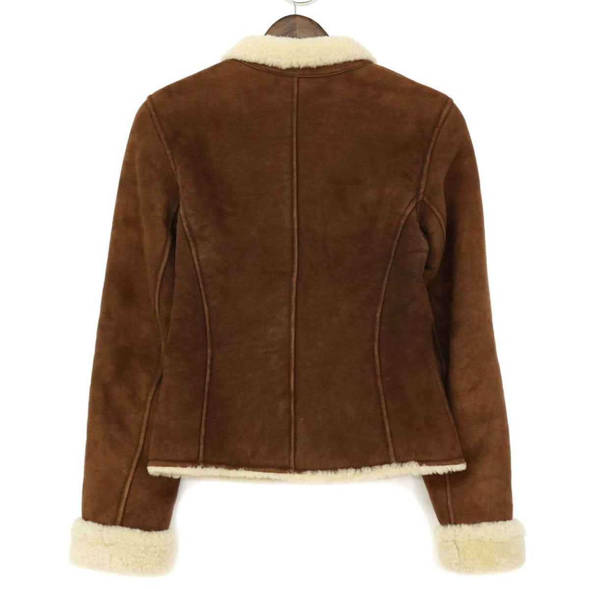 Hermes Leather Shearling Jacket Brown Ivory