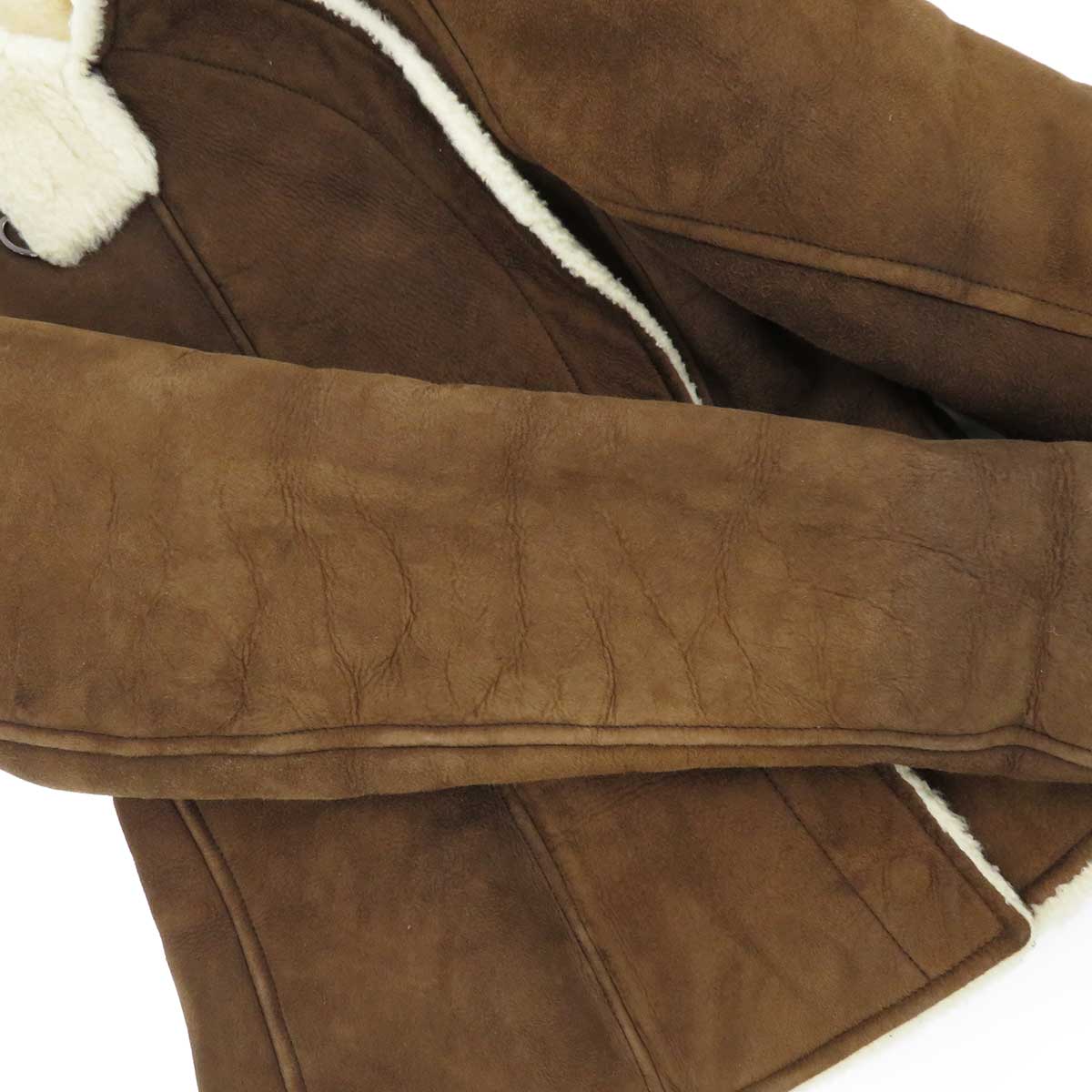 Hermes Leather Shearling Jacket Brown Ivory