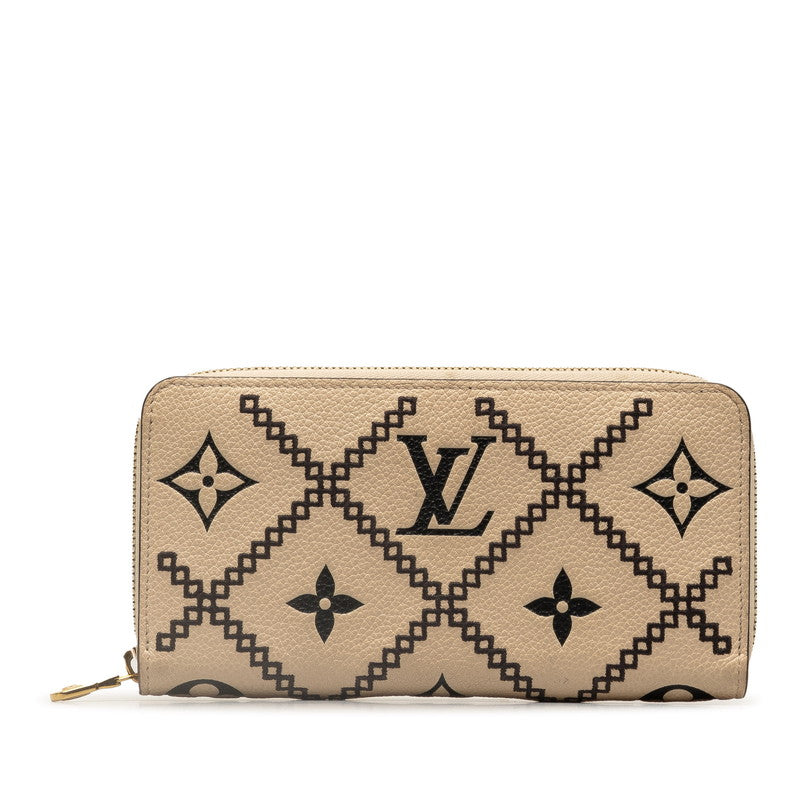 Louis Vuitton Monogram Empreinte Broderie Zippy Wallet M81141 Beige Leather in Very Good Condition