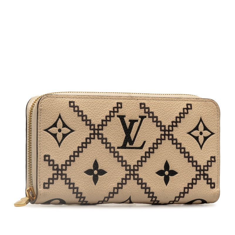 Louis Vuitton Monogram Empreinte Broderie Zippy Wallet M81141 Beige Leather in Very Good Condition