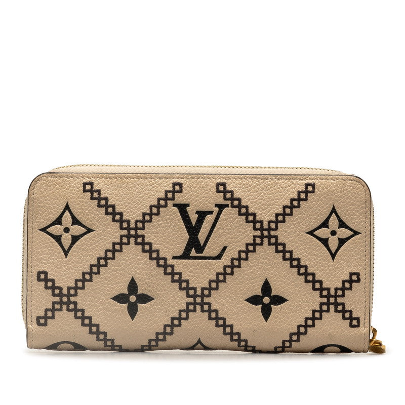 Louis Vuitton Monogram Empreinte Broderie Zippy Wallet M81141 Beige Leather in Very Good Condition