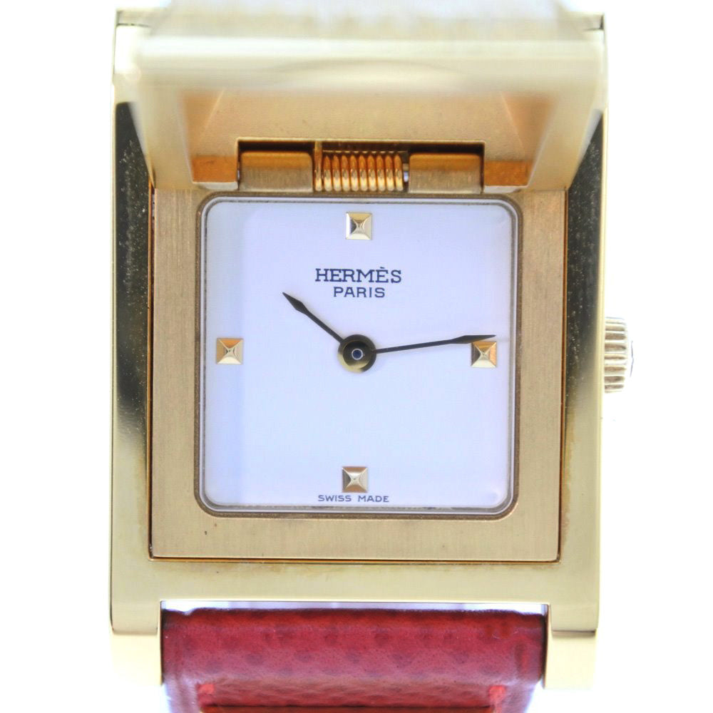 Hermes Medor Gold Plated Leather Quartz Watch