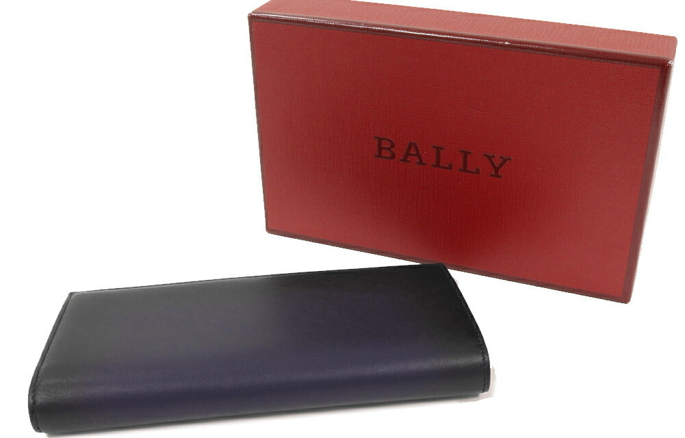 Bally Calf Leather Zip Wallet Black Navy