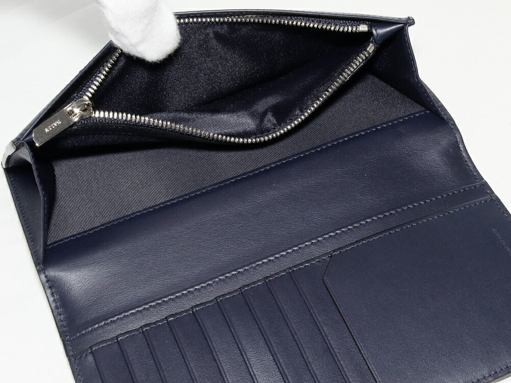 Bally Calf Leather Zip Wallet Black Navy