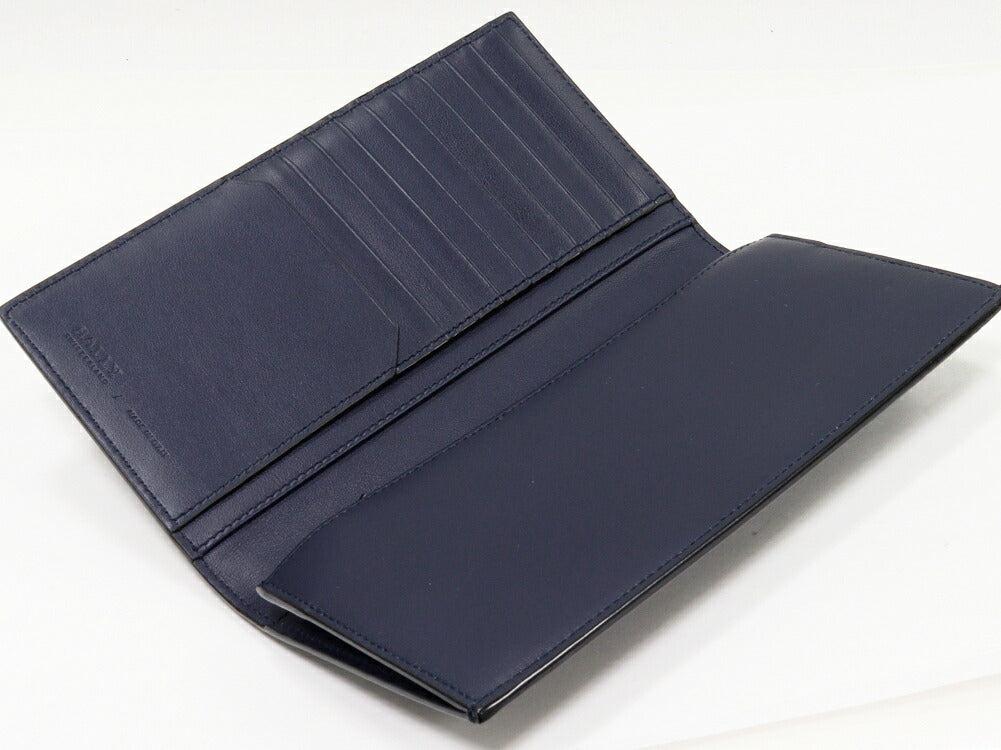 Bally Calf Leather Zip Wallet Black Navy