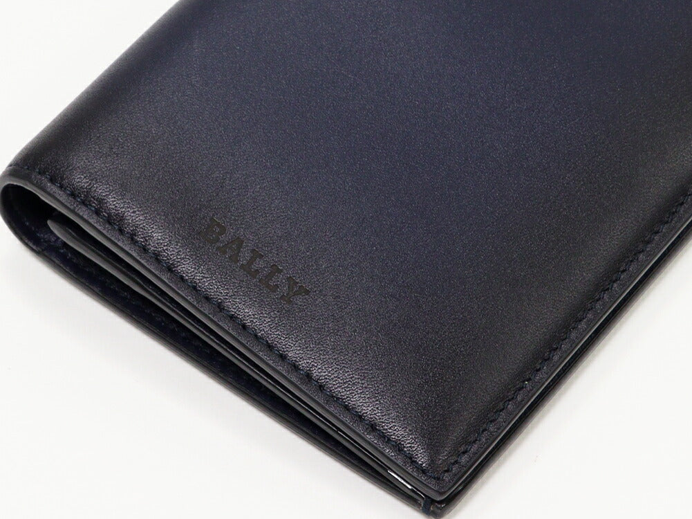 Bally Calf Leather Zip Wallet Black Navy