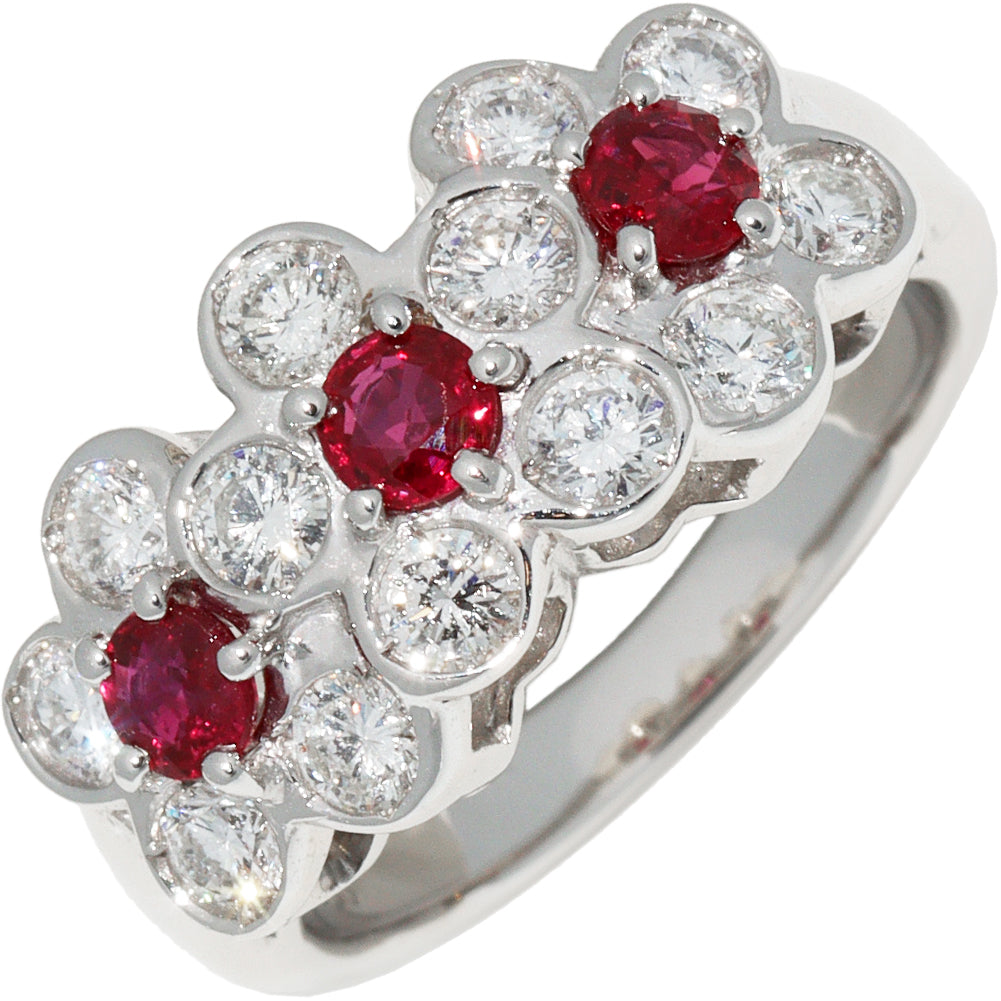 Pt900 Platinum Ruby Diamond Ring Size 11 in Great Condition