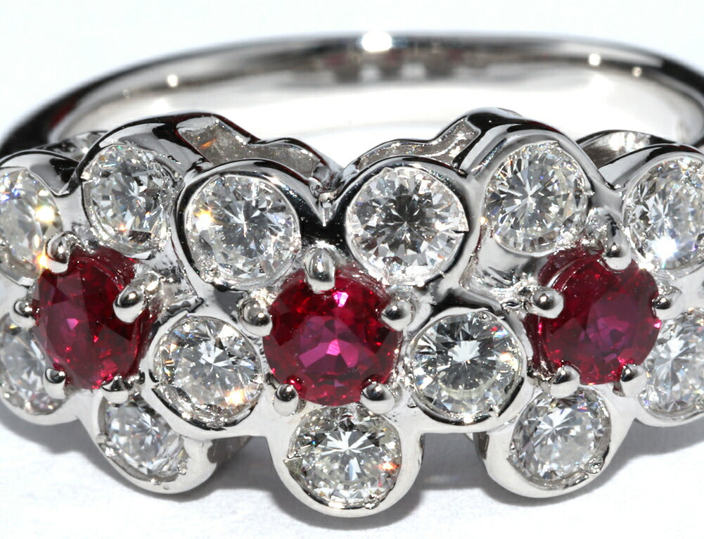 Pt900 Ruby Diamond Ring in Great Condition