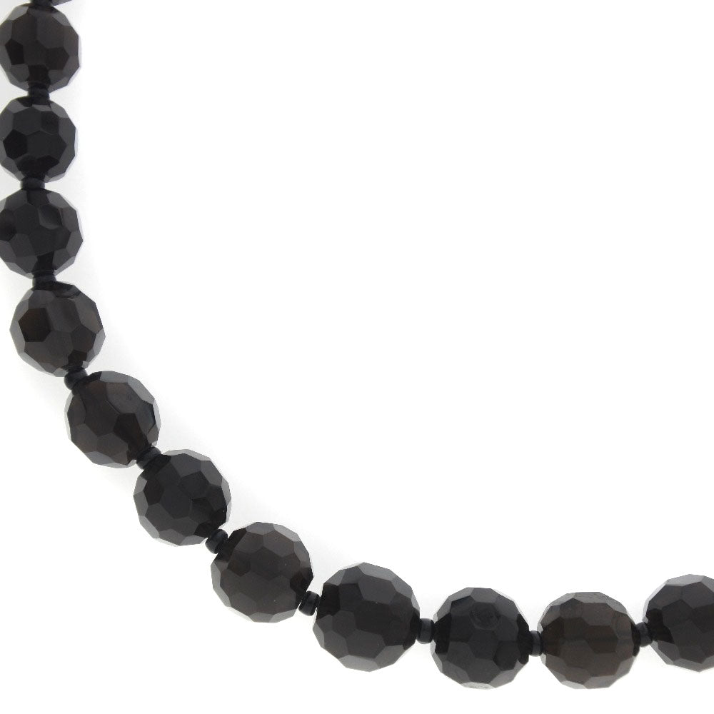 Japanese-Made Necklace with 9.0-13.0mm Onyx and Silver for Women, Pre-Owned, Excellent Condition