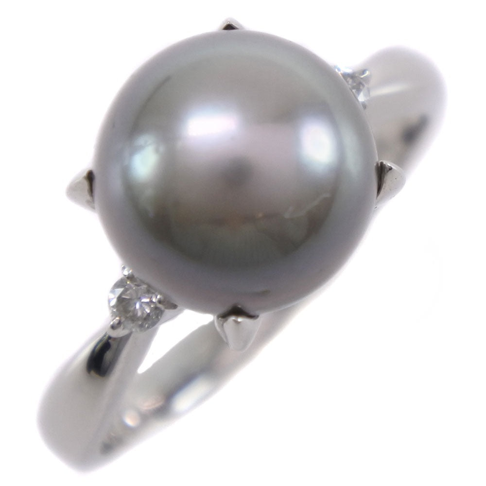 Black Pearl Diamond Ring Pt900 12.5