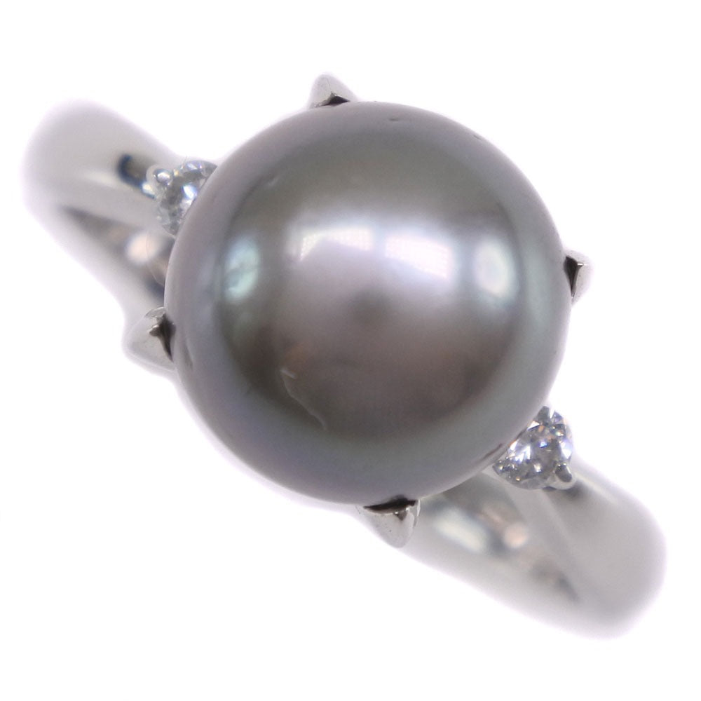 Black Pearl Diamond Ring Pt900 12.5