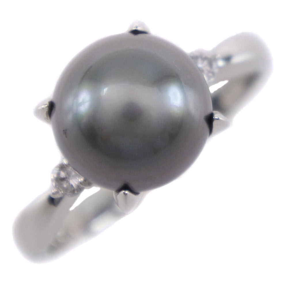 Black Pearl Diamond Ring Pt900 12.5