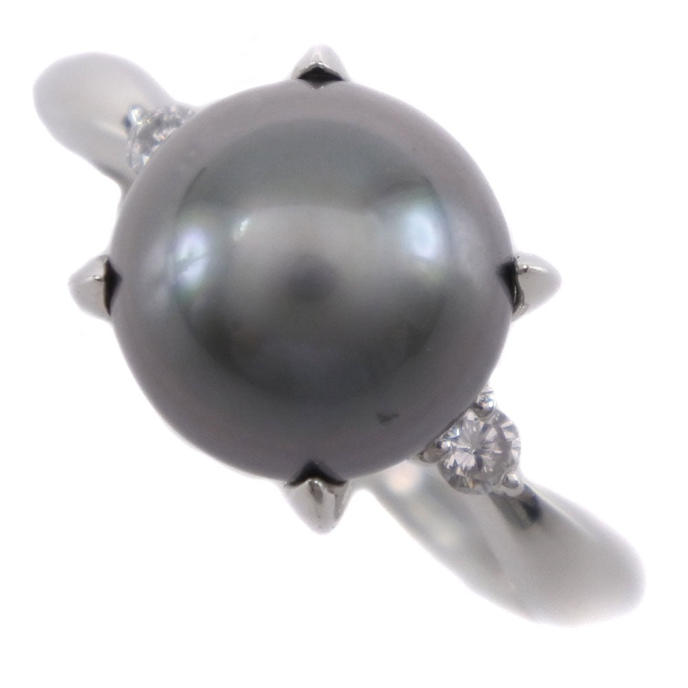 Black Pearl Diamond Ring Pt900 12.5