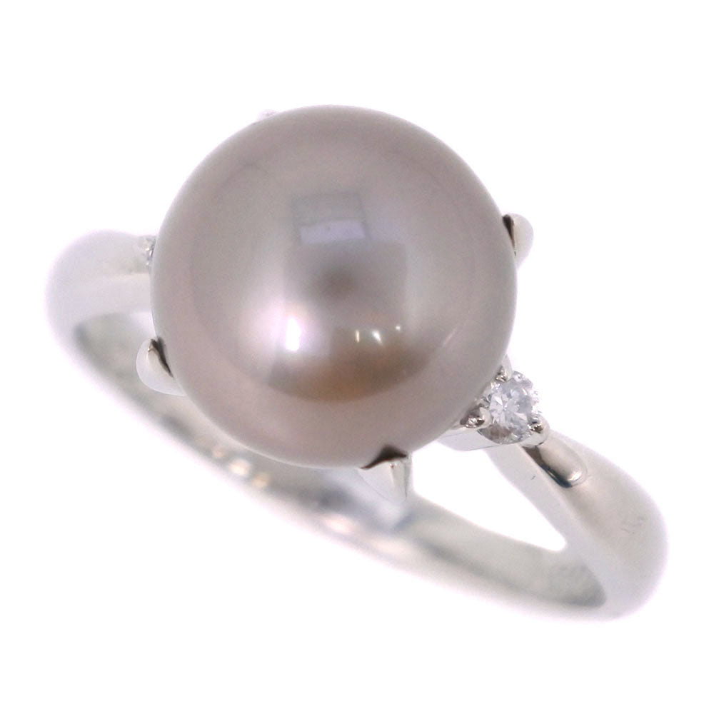 Ladies' Exquisite 13 Size Ring with 10mm Platinum Pt900 and Black Pearl Diamond, Second-Hand, SA Grade