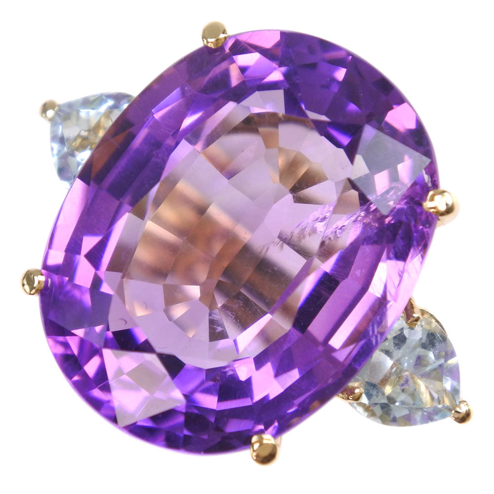 Charming 14.5 Size Ring with K18 Yellow Gold, Amethyst, and Topaz in Purple, Ladies' Second-Hand, SA Grade