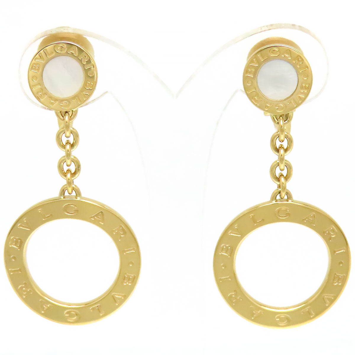 18k Gold Mother of Pearl Circle Drop Earrings 343399 OR854639