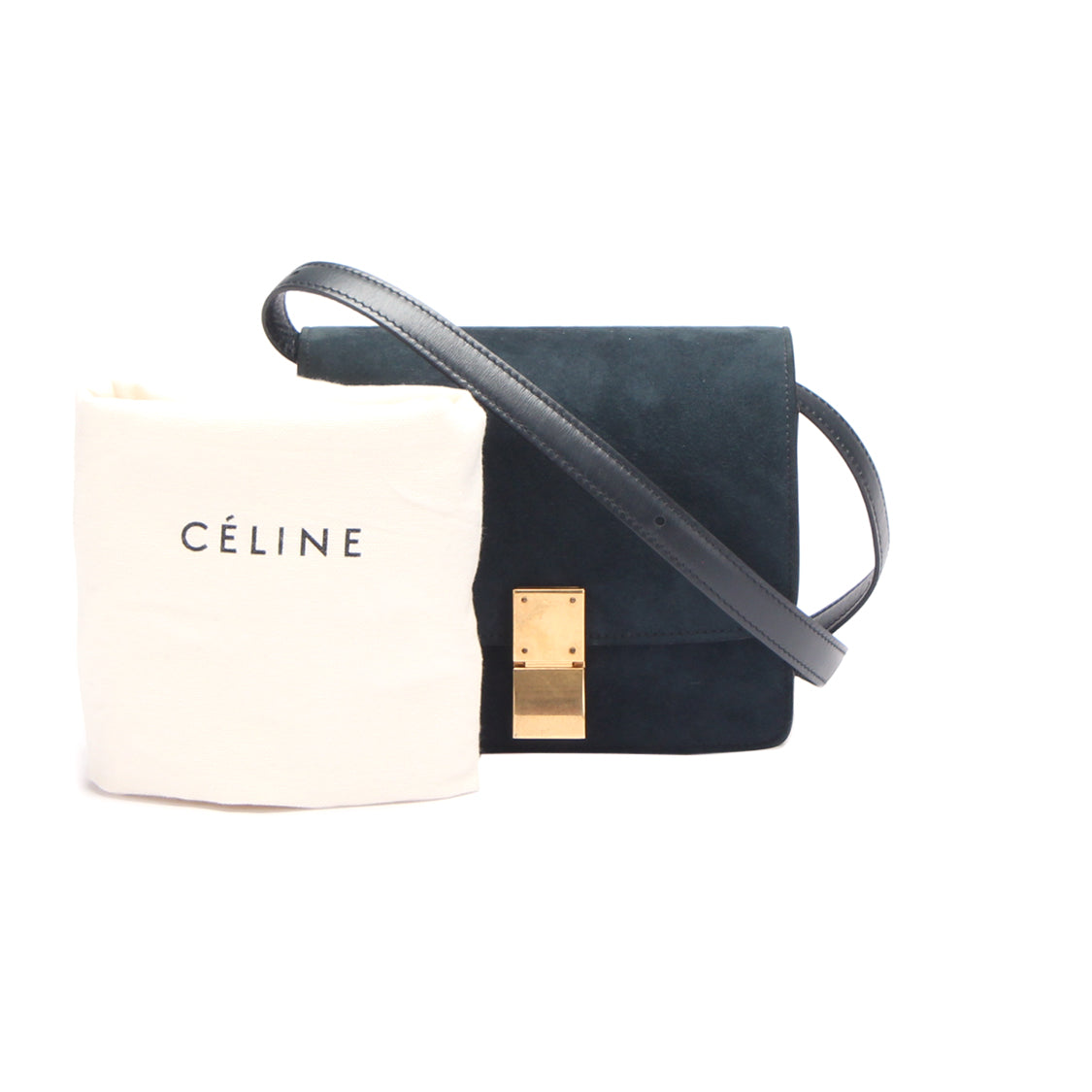 Celine Suede Classic Box Flap Bag Suede Crossbody Bag in Excellent Condition