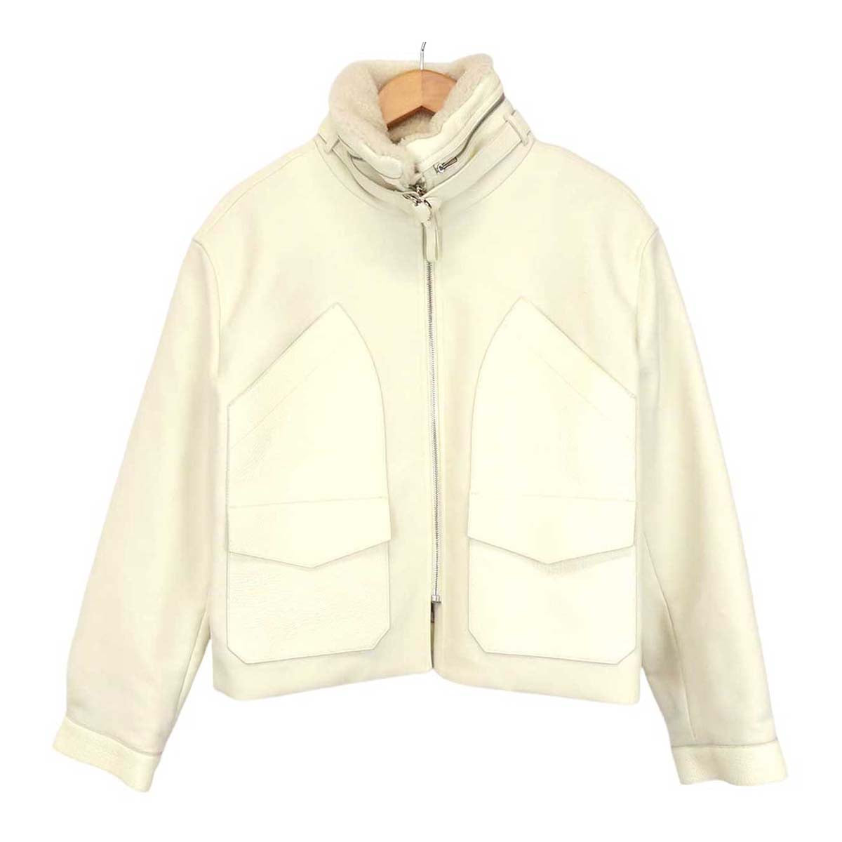 Hermes Leather Stand Neck Zip-Up Jacket