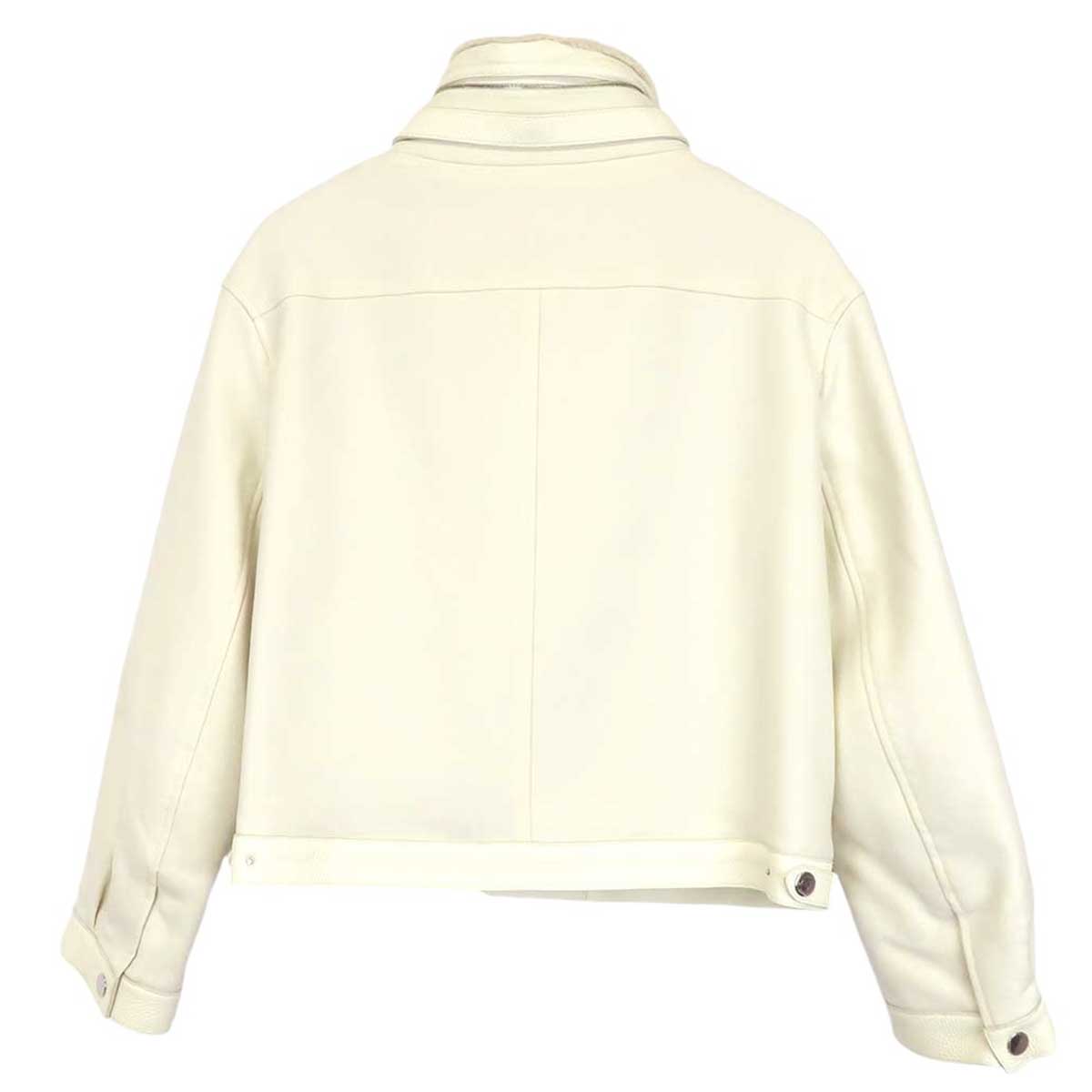 Hermes Leather Stand Neck Zip-Up Jacket