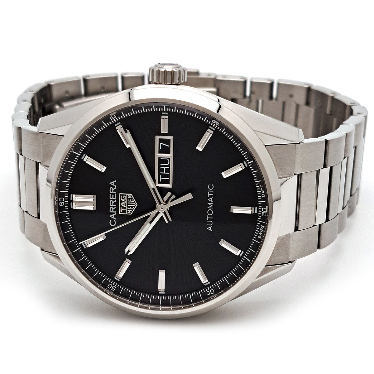 TAG HEUER Carrera Calibre 5 Day-Date WBN2010.BA0640 Automatic Stainless Steel Men’s Pre-owned Watch WBN2010.BA0640