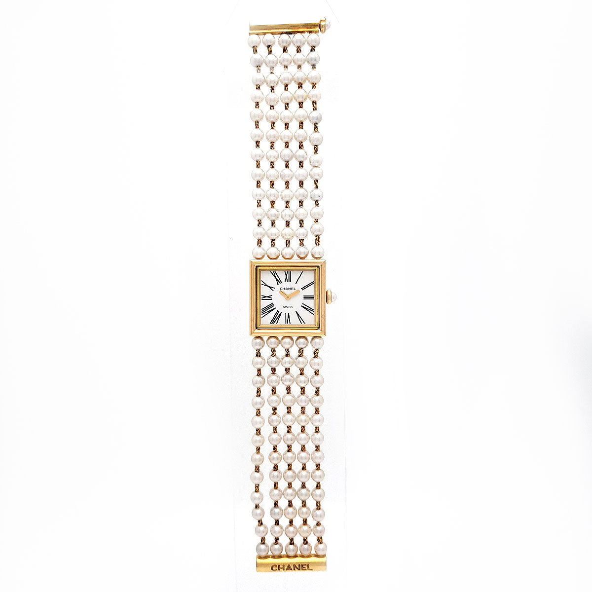 Chanel "Mademoiselle Pearl Bracelet Overhauled H0007" Women's Quartz Wristwatch in Yellow Gold H0007