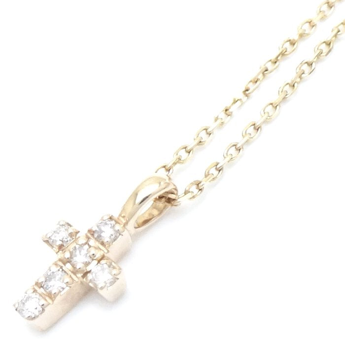 4℃ K10PG Pink Gold Diamond Cross Necklace