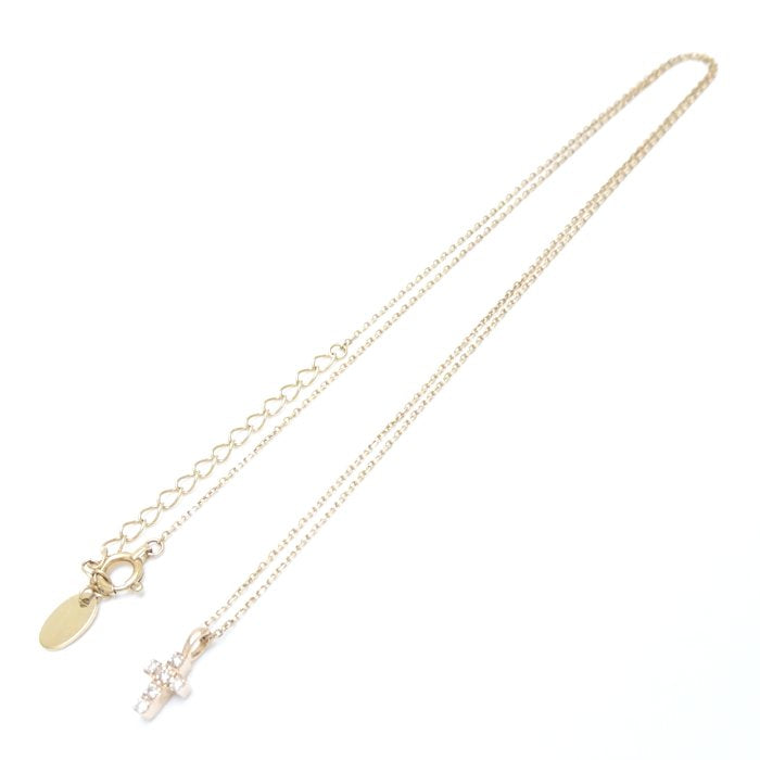 4℃ K10PG Pink Gold Diamond Cross Necklace