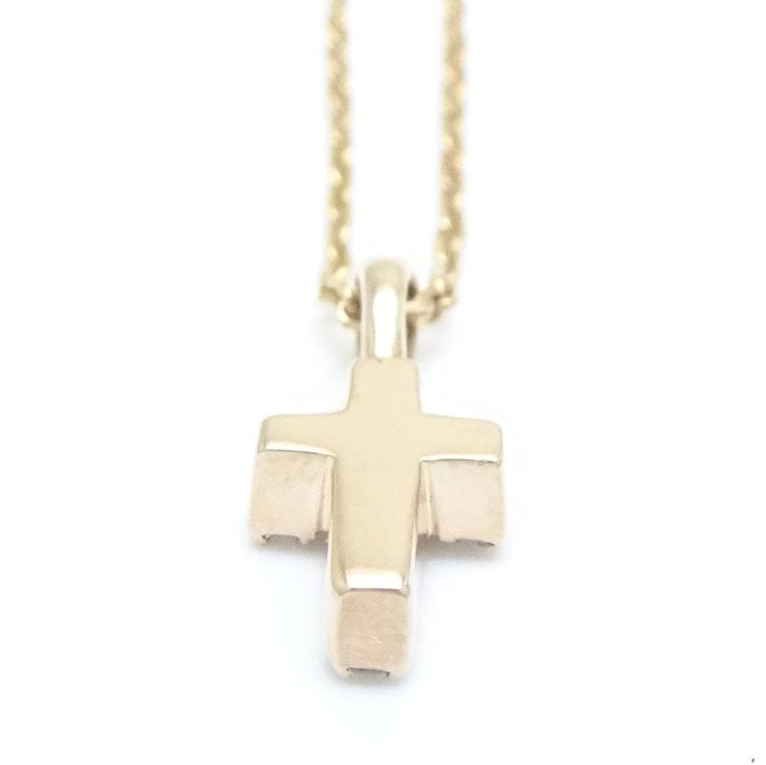 4℃ K10PG Pink Gold Diamond Cross Necklace