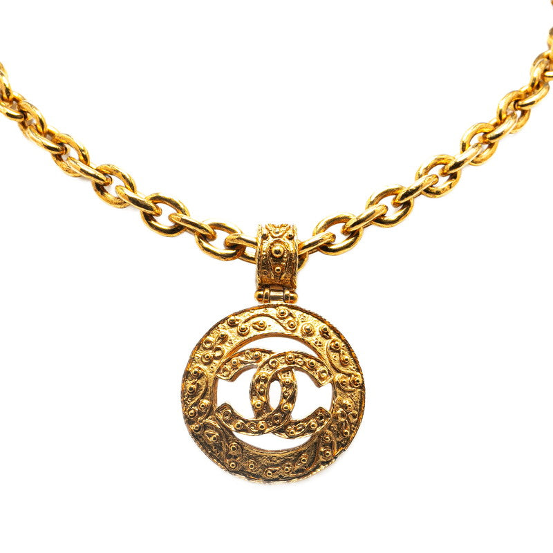 Chanel Coco Mark Round Necklace Gold Plated in Great Condition