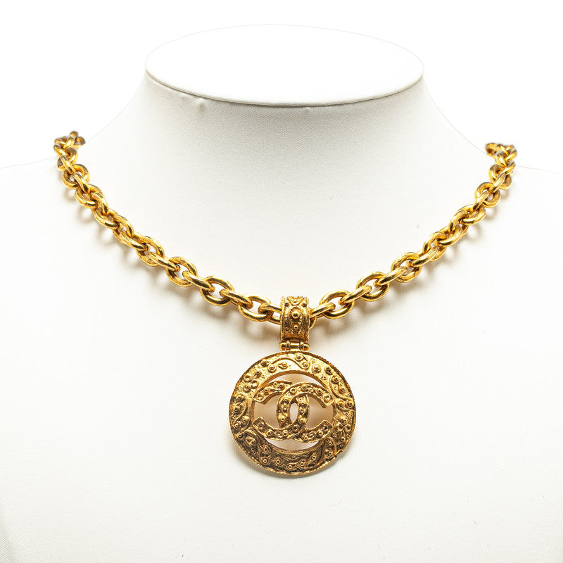 Chanel Coco Mark Round Necklace Gold Plated in Great Condition