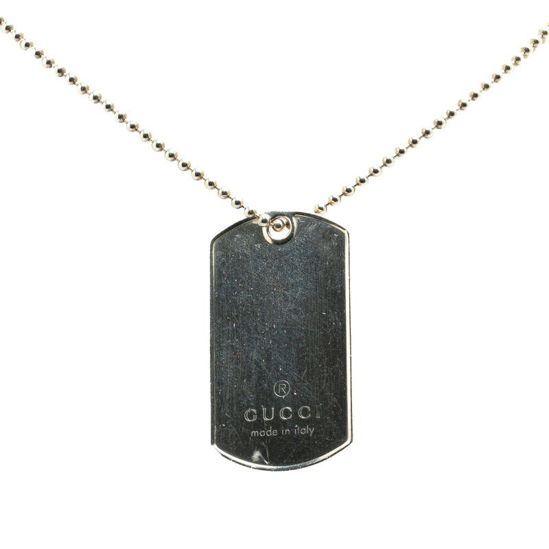 Gucci Silver Dog Tag Plate Necklace