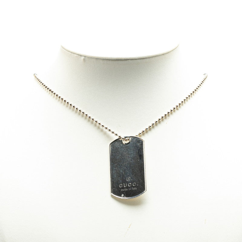 Gucci Silver Dog Tag Plate Necklace