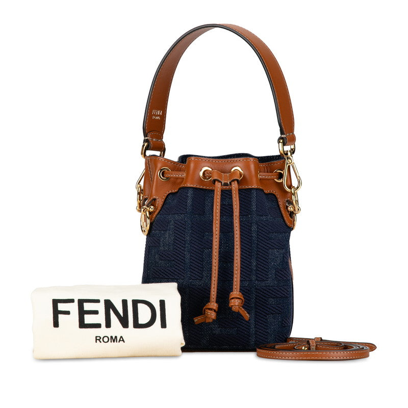 Fendi Mini Mon Tresor Denim Bucket Bag  Denim Shoulder Bag 8BS010 in Excellent condition