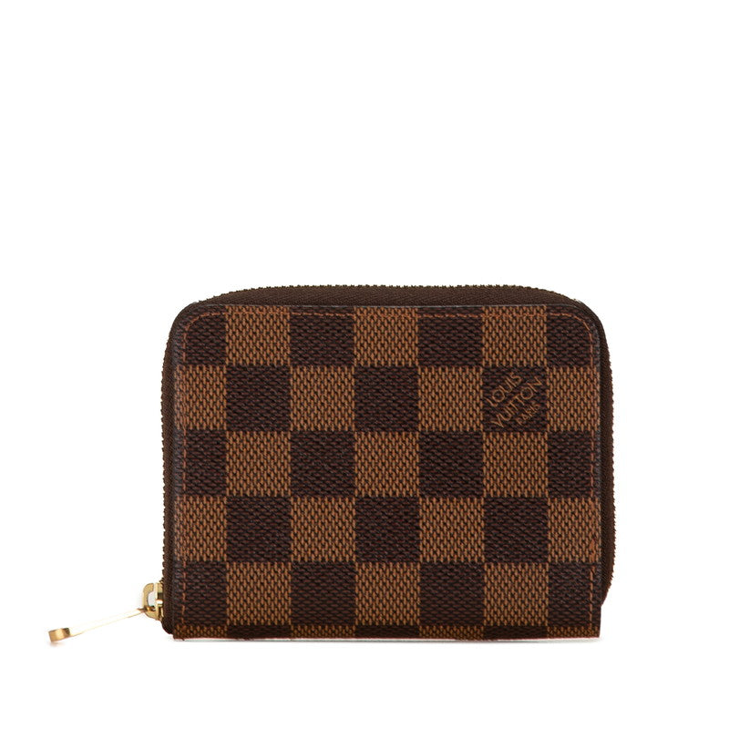 Louis Vuitton Damier Zippy Coin Purse N63070 Brown PVC Leather in Great Condition