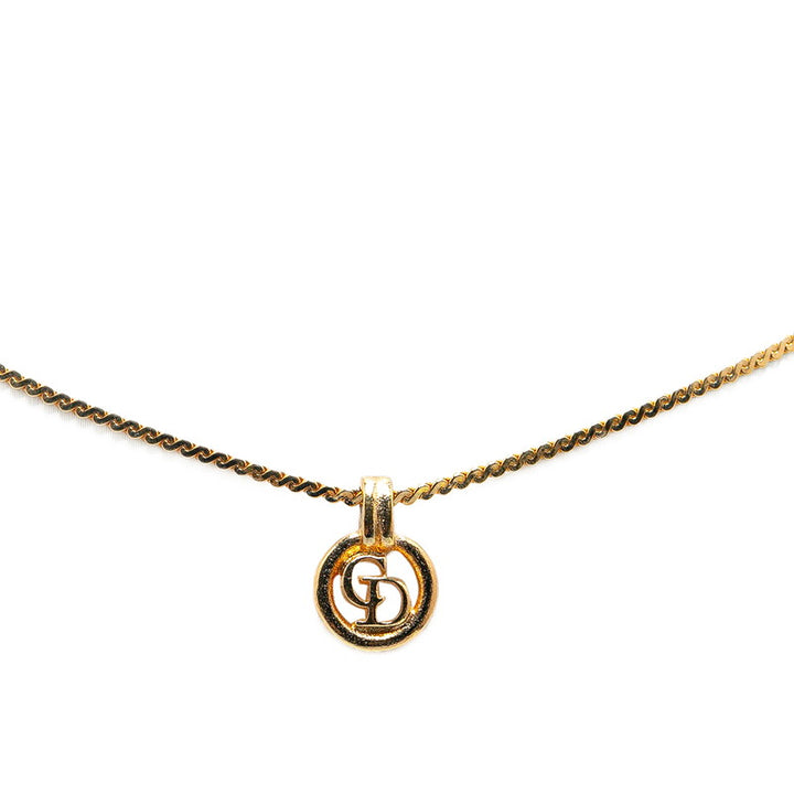 Dior CD Logo Circle Necklace Gold Plated